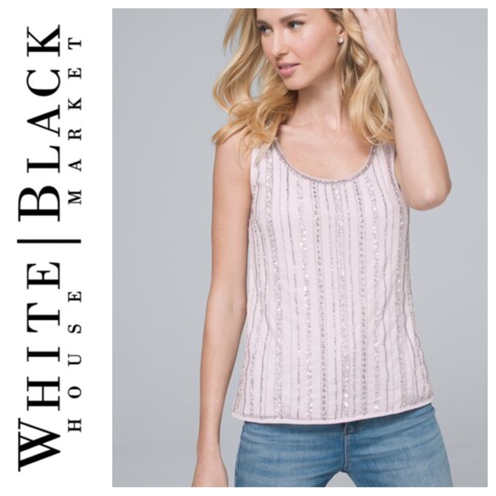 WHITE HOUSE BLACK MARKET EMBELLISHED TANK TOP SMALL